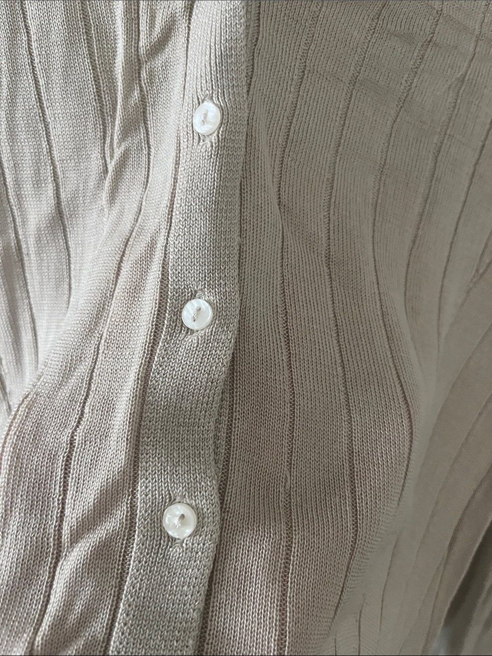 Zara Beige Ribbed Button-Front Collared Top - Picture 3 of 4